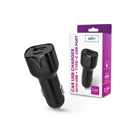 Setty szivargyújtó töltő adapter USB + Type-C bemenettel - 12W - Setty Car USB  Charger with USB +Type-C Ports - fekete
