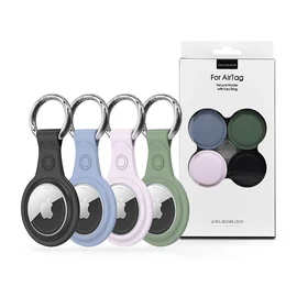 Dux Ducis Secure Holder szilikon védőtok Apple AirTag-hez - 4 db/cs - fekete/kék/zöld/pink