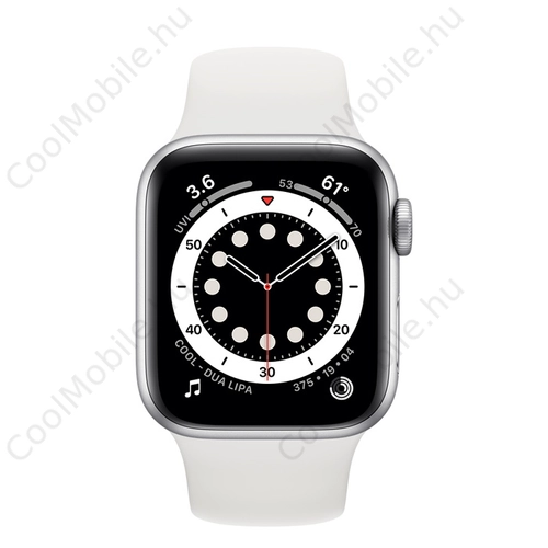 Apple Watch Series 6 GPS 40mm ezüstszínű alumíniumtok, fehér sportszíj