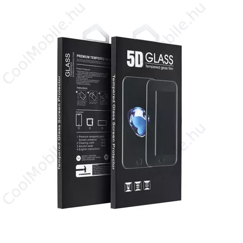 Apple iPhone 15 Pro, 5D Full Glue hajlított tempered glass kijelzővédő üvegfólia, fekete