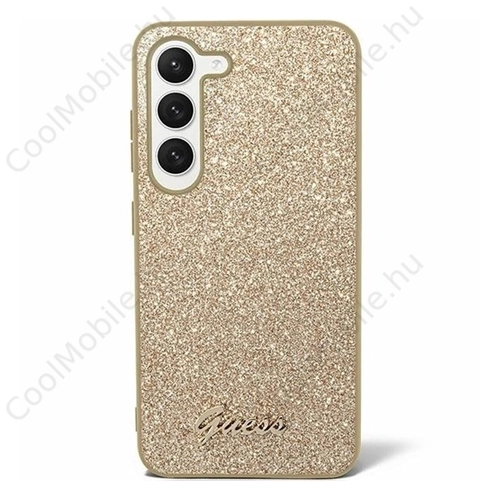 Guess Glitter Script 4G Samsung Galaxy S24 Ultra hátlap tok, arany