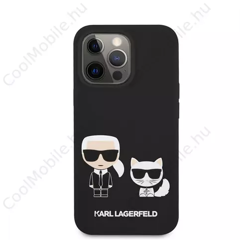 Karl Lagerfeld and Choupette Liquid szilikon hátlap tok Apple iPhone 13 Pro, fekete