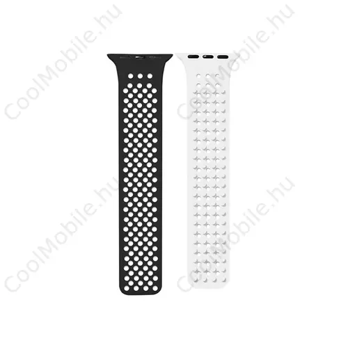 Phoner Spike Apple Watch szilikon szíj, 38/40/41mm, fekete/fehér