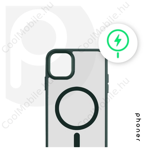 Phoner Apple iPhone 12/12 Pro Hybrid Mag MagSafe kemény hátlap tok, méregzöld