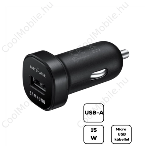 Samsung autós gyorstöltő adapter + microUSB kábel, 5V/2A, EP-LN930BBE, fekete