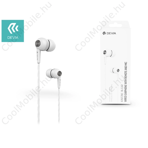 Devia univerzális sztereó felvevős fülhallgató - 3,5 mm jack - Devia Kintone    In-Ear Wired Earphones - fehér