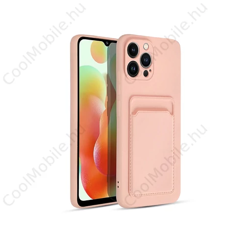 Xiaomi Redmi Note 12 5G/Poco X5 5G szilikon hátlap kártyatartóval - Card Case - rózsaszín