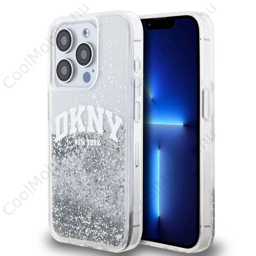 DKNY Liquid Glitter Arch Logo tok iPhone 14 Pro készülékhez átlátszó