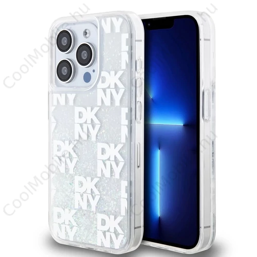 DKNY Liquid Glitter Checkered Pattern tok iPhone 15 Pro készülékhez átlátszó