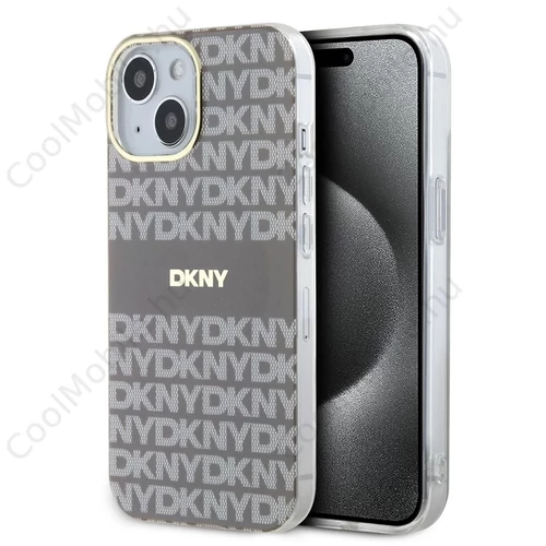 DKNY PC/TPU Repeat Pattern Tonal Stripe Magsafe tok iPhone 15 készülékhez bézs