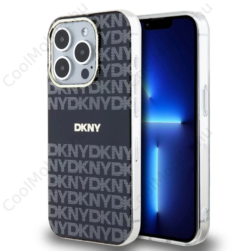 DKNY PC/TPU Repeat Pattern Tonal Stripe Magsafe tok iPhone 15 Pro Max készülékhez fekete