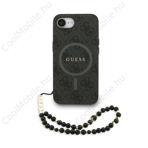 Guess PU Leather 4G Colored Ring Strap MagSafe tok iPhone 16e készülékhez fekete