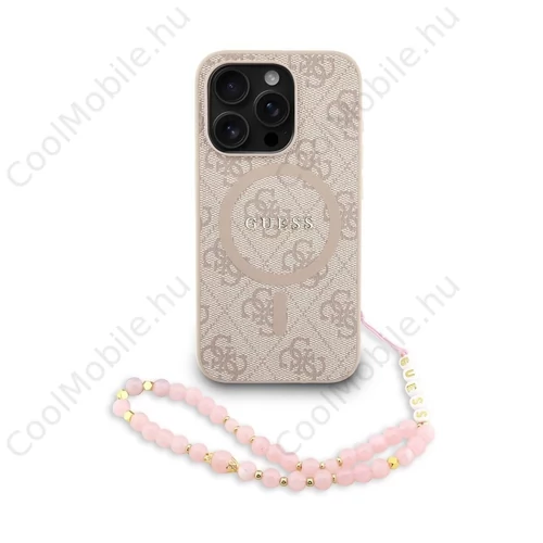 Guess PU Leather 4G Colored Ring Strap MagSafe tok iPhone 15 Pro Max készülékhez rózsaszín