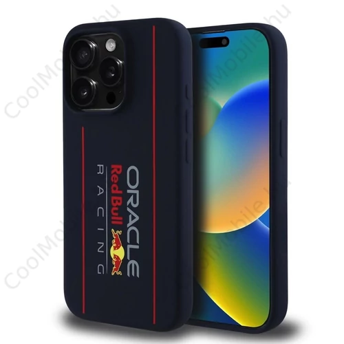 Red Bull Silicone Vertical Logo MagSafe tok iPhone 15 Pro készülékhez tengerészkék