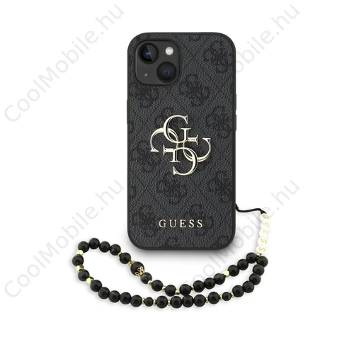 Guess PU 4G Metal Logo Strap tok iPhone 15 készülékhez fekete