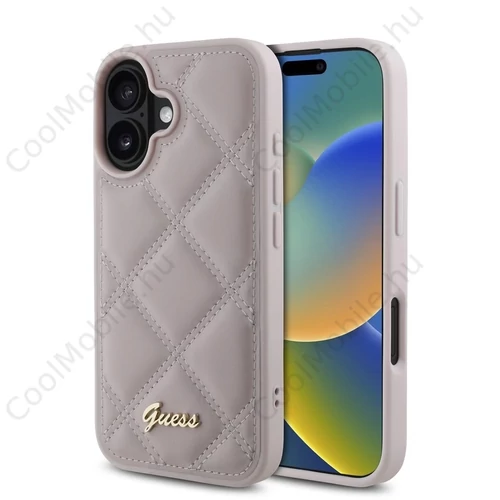 Guess PU bőr párnázott tok iPhone 16 készülékhez rózsaszín