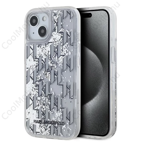 Karl Lagerfeld Liquid Glitter Monogram Gradient tok iPhone 15 készülékhez fehér
