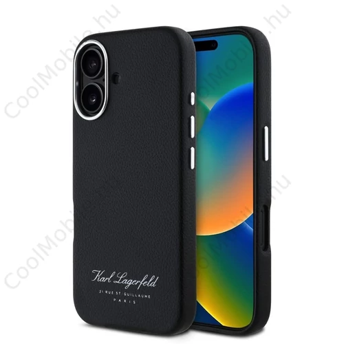 Karl Lagerfeld Grained PU Hotel RSG tok iPhone 16 készülékhez fekete