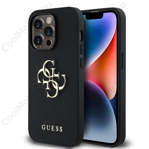Guess PU Grained 4G Metal Logo tok iPhone 13 Pro készülékhez fekete