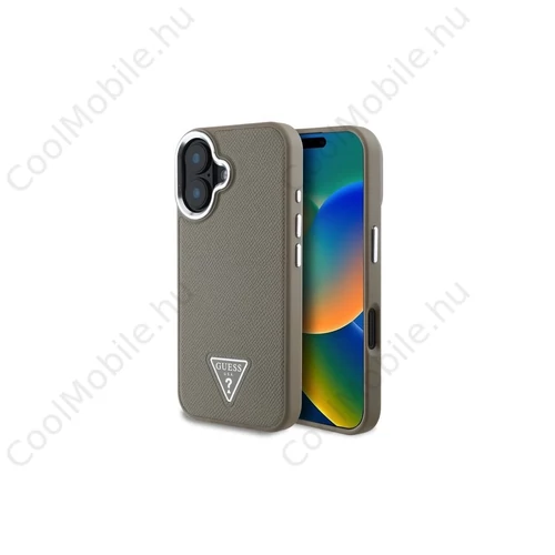 Guess PU Grained Triangle Logo tok iPhone 16 készülékhez barna