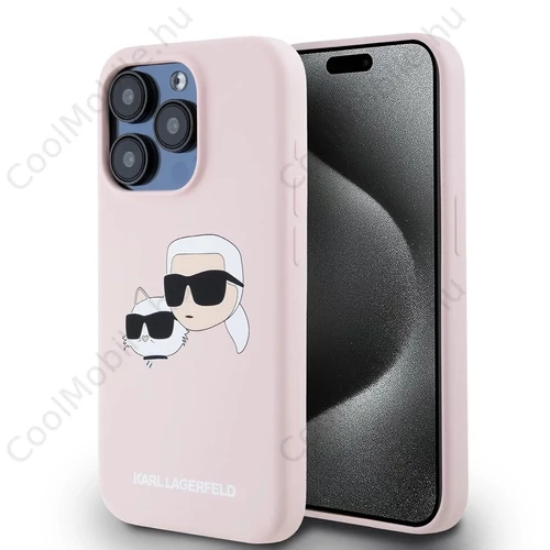 Karl Lagerfeld Liquid Silicone Double Heads MagSafe tok iPhone 15 Pro Max készülékhez rózsaszín