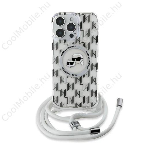 Karl Lagerfeld IML Monogram Crossbody K&CH Heads MagSafe tok iPhone 16 Pro Max készülékhez átlátszó