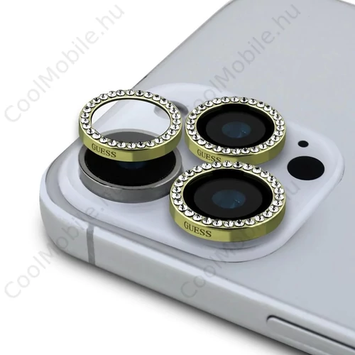 Guess Fixed Glliter védő lencse iPhone 16 Pro/16 Pro Max készülékhez arany