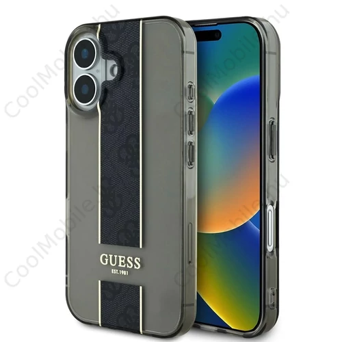 Guess IML Middle 4G Stripe tok iPhone 16 készülékhez fekete