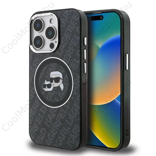 Karl Lagerfeld IML K&CH Heads Repeated Logo MagSafe tok iPhone 15 Pro készülékhez fekete