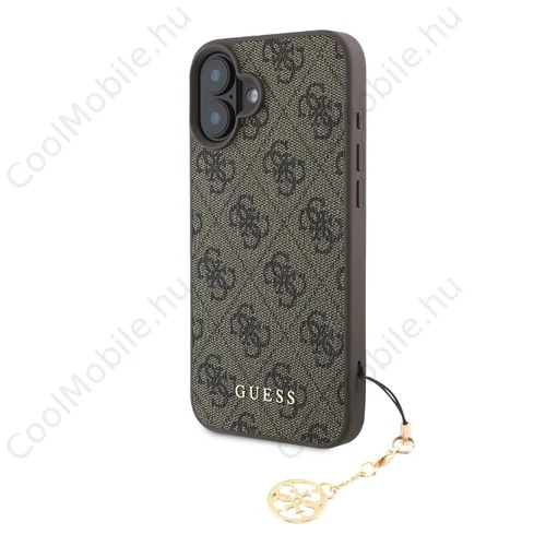 Guess 4G Charm Case iPhone 16 Plus készülékhez Tone on Tone barna