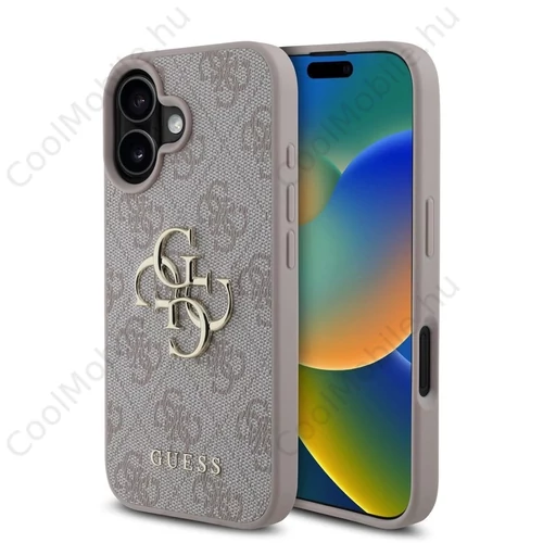 Guess PU 4G Metal Logo tok iPhone 16 készülékhez rózsaszín