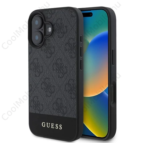 Guess PU 4G Stripe tok iPhone 16 készülékhez szürke