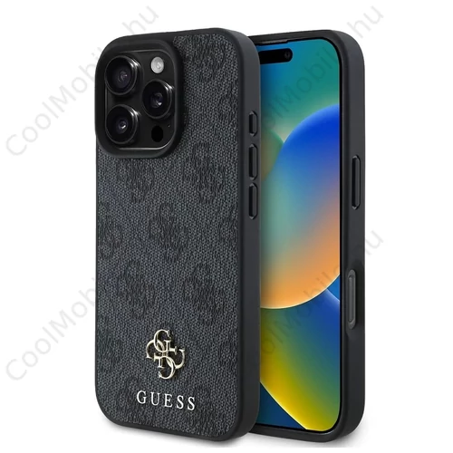 Guess PU 4G Small Metal Logo MagSafe tok iPhone 16 Pro készülékhez szürke