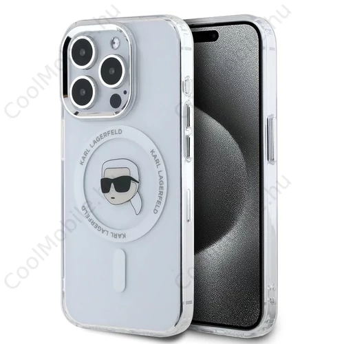 Karl Lagerfeld IML Karl Head Metal Frame MagSafe Tok iPhone 15 Pro készülékhez átlátszó