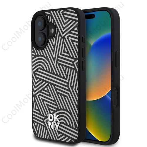 DKNY PU Leather Crosswalk Pattern Magsafe tok iPhone 16 készülékhez elefántcsont