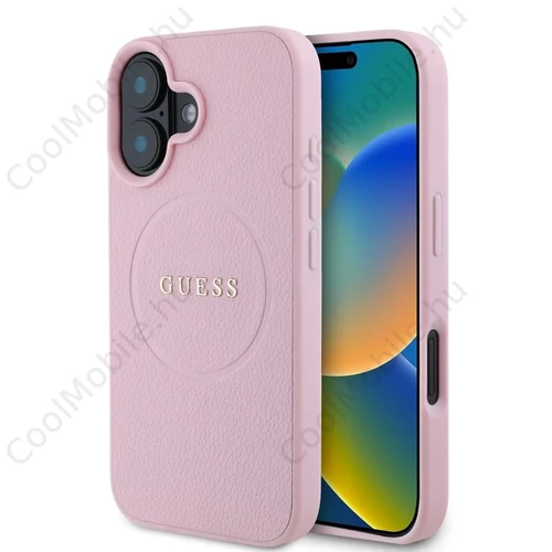 Guess PU Grained Classic Logo MagSafe tok iPhone 16 készülékhez rózsaszín