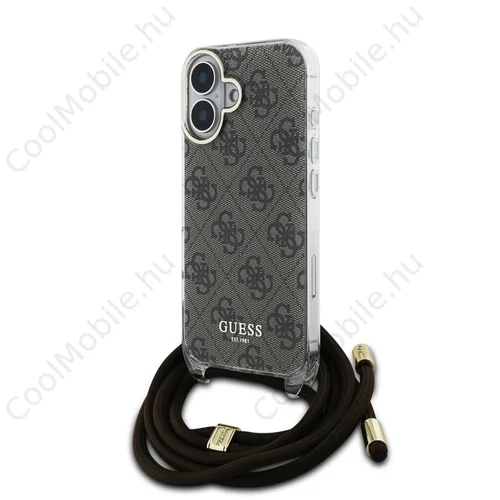 Guess IML 4G nyomtatott keresztpántos tok iPhone 16 készülékhez barna
