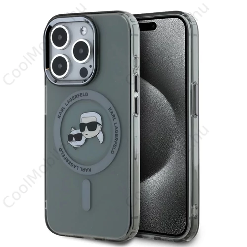 Karl Lagerfeld IML K&CH Heads Metal Frame MagSafe tok iPhone 15 Pro Max készülékhez fekete