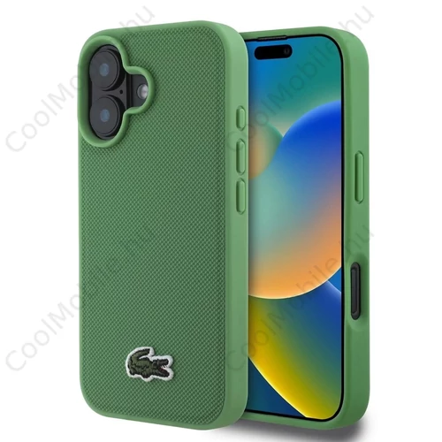 Lacoste Iconic Petit Pique Woven Logo MagSafe tok iPhone 16 készülékhez zöld