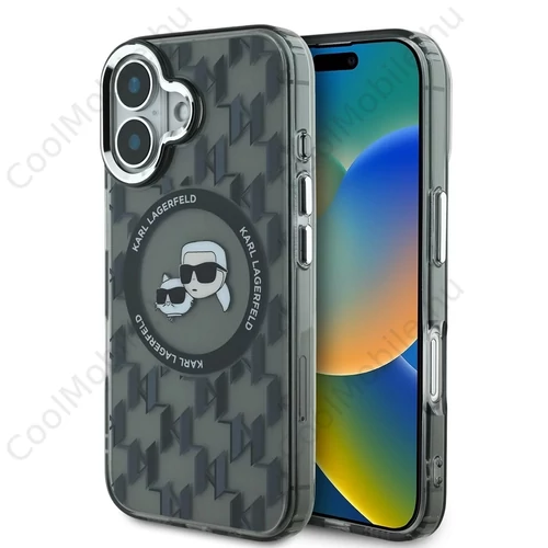 Karl Lagerfeld IML Monogram K&CH Heads MagSafe tok iPhone 16 készülékhez fekete