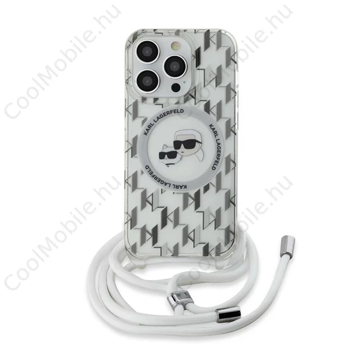 Karl Lagerfeld IML Monogram Crossbody K&CH Heads MagSafe tok iPhone 14 Pro Max készülékhez átlátszó
