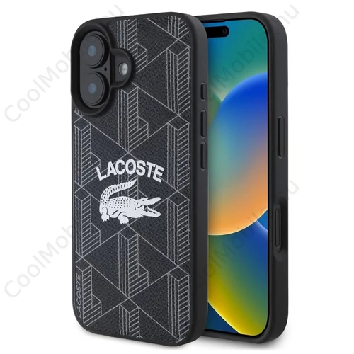 Lacoste Blend Monogram MagSafe tok iPhone 16 készülékhez fekete