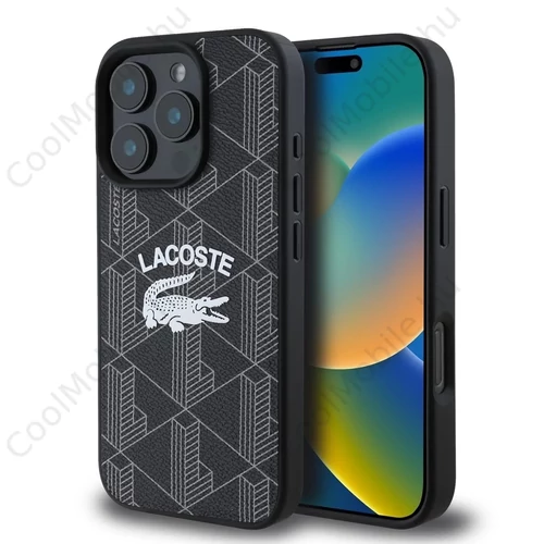 Lacoste Blend Monogram MagSafe tok iPhone 16 Pro készülékhez fekete
