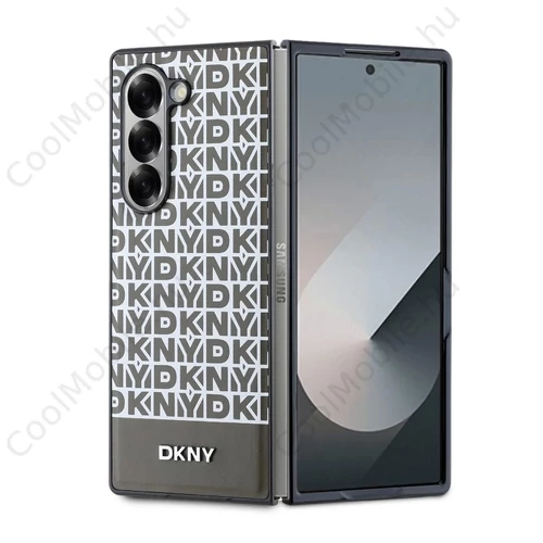 DKNY PU Leather Repeat Pattern Bottom Stripe MagSafe tok Samsung Galaxy Z Fold 6 készülékhez barna
