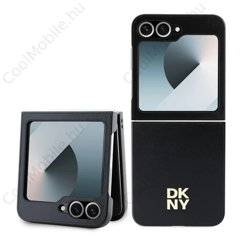 DKNY PU bőr Stack Logo tok Samsung Galaxy Z Flip 6 készülékhez fekete