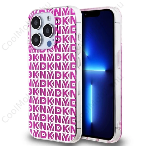 DKNY PC/TPU Repeat Pattern tok iPhone 15 Pro készülékhez rózsaszín