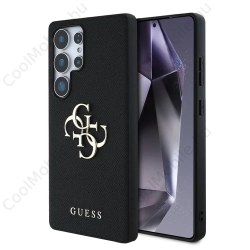 Guess PU Grained 4G Metal Logo tok Samsung Galaxy S25 Ultra készülékhez fekete