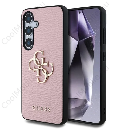 Guess PU Grained 4G Metal Logo tok Samsung Galaxy S25 készülékhez rózsaszín