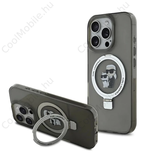 Karl Lagerfeld Ringstand Karl and Choupette MagSafe tok iPhone 16 Pro Max készülékhez fekete