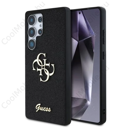 Guess PU Fixed Glitter 4G Metal Logo tok Samsung Galaxy S25 Ultra készülékhez fekete